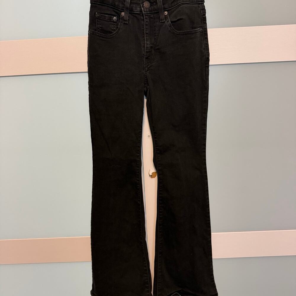 Levi’s 726 Flare Black Jeans Size 24 W24 L30 High Rise Stretch
